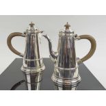 SILVER COFFEE POT, London 1903, and a matching howt water pot in Queen Anne style.