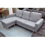 CORNER SOFA, from 'Unique Home furnishing' in grey of compact proportions, 192cm x 136cm x 92cm H.