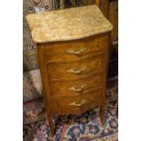 BEDSIDE CHESTS, a pair French Louis XV style kingwood, satinwood marquetry and gilt metal mounted,