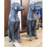DOGS, a pair, stylized finish, 65cm H.