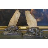 BRONZE ANGELS, a pair, cast by Fiorini London with driftwood wings, signed 'Czernin' '96,