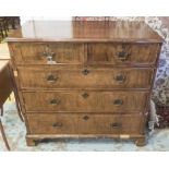 CHEST, George II walnut with two short over three long graduated drawers with bracket supports,
