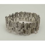 WHITE METAL BRACELET, 1970's, textured bark abstract link, approx weight 83grams, 19cm L.