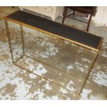 CONSOLE TABLE, gilt metal framed with a rectangular slate effect top, 99cm W x 71cm H x 25cm D.