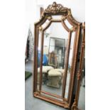 MIRROR, continental style gilt frame with bevelled plate, 168cm x 89cm.