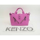 KENZO KALIFORNIA SHOULDER/BAG, in pink gommato waterproof leather,