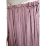 CURTAINS, a pair, lilac finish, lined, 150cm gathered x 260cm dropped.