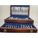 A CANTEEN OF CARRS SILVER PLATED FEATHER EDGE CUTLERY, comprising table knives, forks,