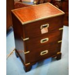 CAMPAIGN STYLE BEDSIDE CHESTS, a pair,