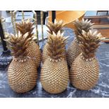 PINEAPPLES, a gilt set of six, 31cm H.