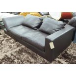 SOFA, brown leather, contemporary Italian style with adjustable arm, 227cm W x 98cm D.