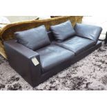 SOFA, brown leather, contemporary Italian style with adjustable arm, 227cm W x 98cm D.