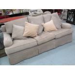 SOFA, Howard style, with later loose covers and scatter cushions, 220cm W.