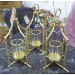 ORANGERY LANTERNS, a set of three, 1950's French style faux bamboo design, 50cm H.