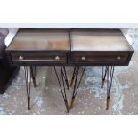 SIDE TABLES, a pair, vintage French industrial style, 70cm H.