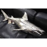 THE GREAT WHITE SHARK, polished metal finish, 100cm L.