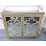CABINET, contemporary Continental style, mirrored detail, 95cm x 52cm x 90cm.