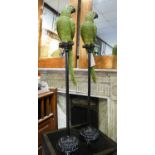 PARROTS, on stands, a pair, hand painted polychrome finish, 120cm H.