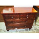 CHEST, Victorian mahogany with two short over two long drawers on short turned feet,