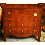 LEGAL CHEST, George III mahogany with a full width frieze drawer above nine short drawers,