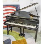 CHALLEN BABY GRAND PIANO, iron framed overstrung, in a full gloss ebonised case, serial no.