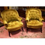 EDWARDIAN TUB ARMCHAIRS, a pair,