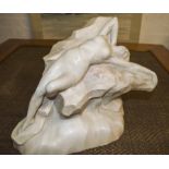 ART NOUVEAU MARBLE SCULPTURE, of a reclining lady, indistinctly signed, possibly G.