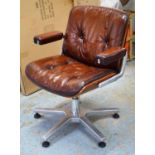 EXECUTIVE/DESK CHAIR, 1970's tan leather,