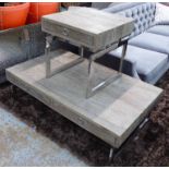LOW TABLE AND SIDE TABLE, contemporary design distressed tops, 140cm widest (2).
