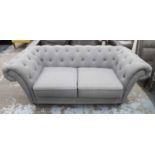 CHESTERFIELD STYLE SOFA, in a grey felt finish, 200cm W.