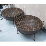 INDIAN STYLE FIRE BOWLS, a pair, 48cm H.