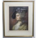 19TH CENTURY ENGLISH SCHOOL 'Portraits of ladies wearing headdress', a pair of pastel drawings,