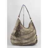 DIANE VON FURSTENBERG STEPHANIE SHOULDER BAG, woven leather in gold and bronze tone,