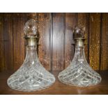 SHIP DECANTERS, a pair, Garrard & Co Ltd, silver mounted.