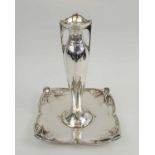 ART NOUVEAU STYLE VASE AND TRAY, silver plated.