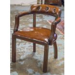 LIBRARY ARMCHAIRS, a pair, George III design mahogany,