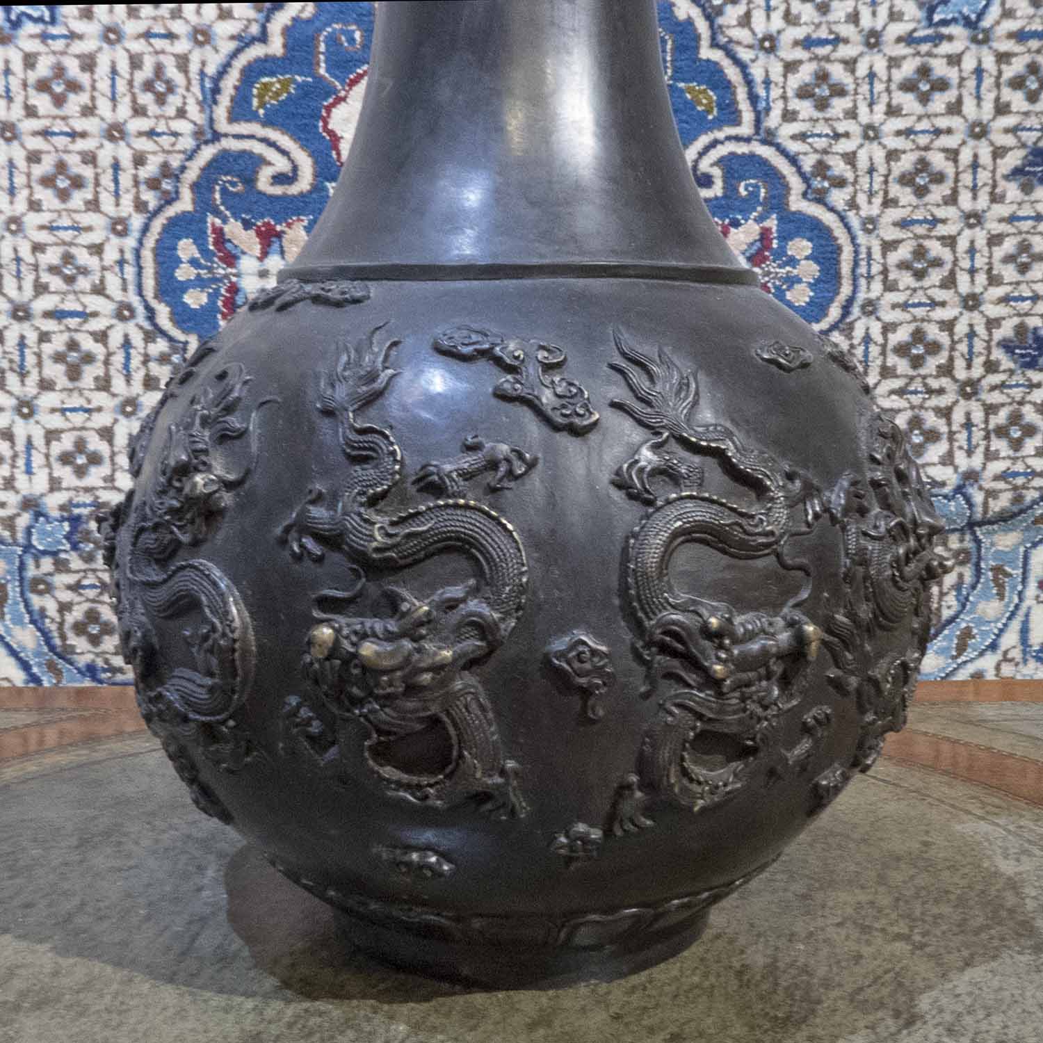 A CHINESE BRONZE BOTTLE VASE, possibly 19th century, - Image 2 of 3