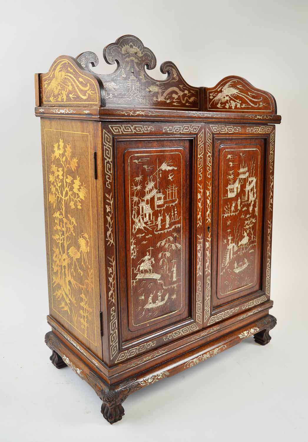 INLAID HARDWOOD COLLECTORS CABINET, Chinese Kanxi style, - Image 3 of 3