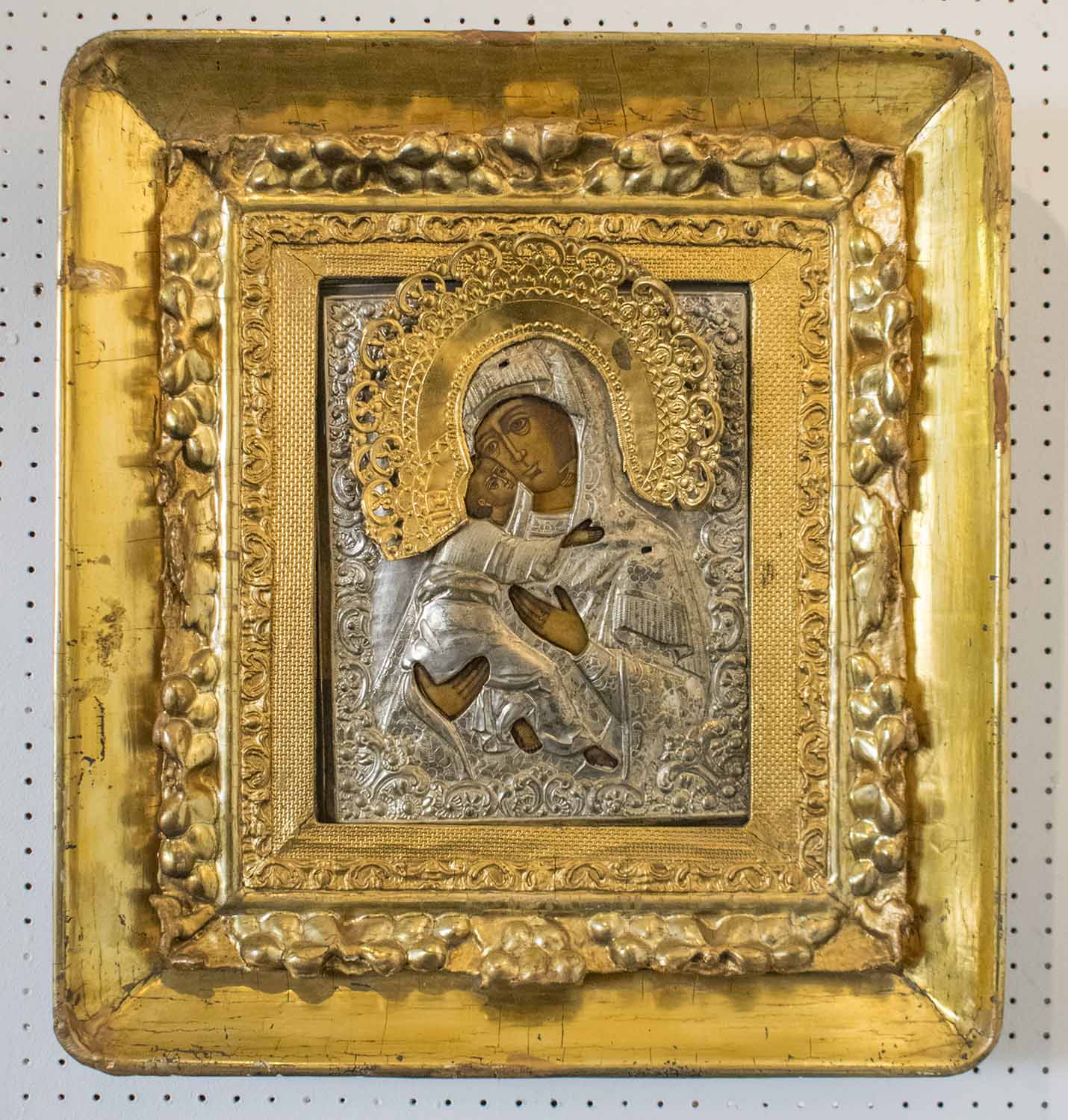 RUSSIAN ICON, late 19th century in double gilt frame, 53cm H x 48cm W.