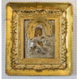 RUSSIAN ICON, late 19th century in double gilt frame, 53cm H x 48cm W.