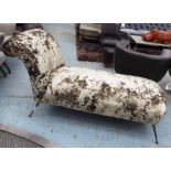 DAYBED, mid 20th century, newly upholstered in shimmering chenille with outsplayed supports,