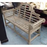 LUTYENS BENCH, in weathered teak, 190cm L.