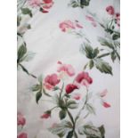 CURTAINS, two pairs, floral design on a cream background,