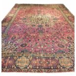 FINE ANTIQUE PORTUGUESE NEEDLEWORK CARPET, 276cm x 173cm.