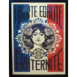 SHEPARD FAIREY 'Liberte Eglalite Fraternite', 2008, lithograph, on thick speckle tone paper,