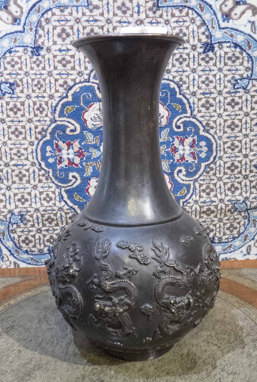 A CHINESE BRONZE BOTTLE VASE, possibly 19th century,