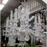 CHANDELIER, ten branches with lead crystal drops, 91cm H plus chain.