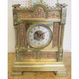 MANTLE CLOCK, an early 20th century brass and copper Arts and Crafts style clock,