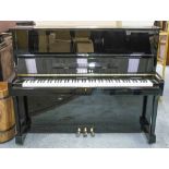 YAMAHA UPRIGHT PIANO, metal framed overstrung in a full gloss ebonised case, model U1 serial no.