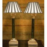TABLE LAMPS, a pair, resin, of Corinthian column form, 102cm H,